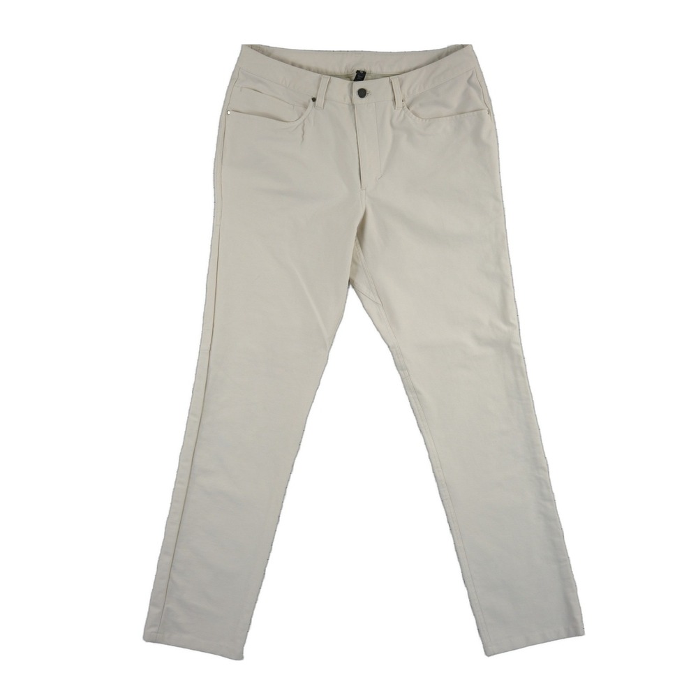 Lululemon Lab Technical Pants Men's Size 32 Bone Off White Slim Tapered 5 Pocket